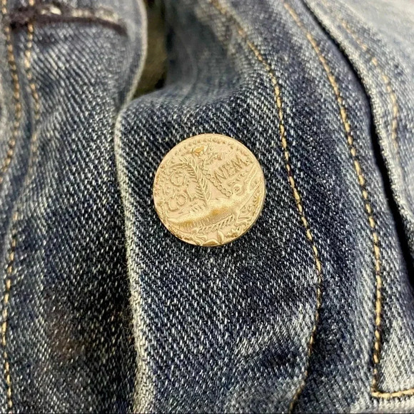 McGuire Distressed Jean Jacket Medium Wash Denim Size S - Picture 6 of 10